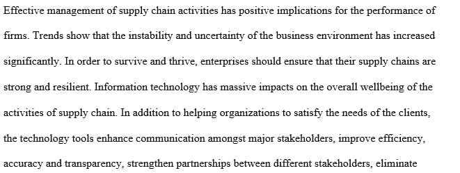 Impact of Information technology on supply chain management