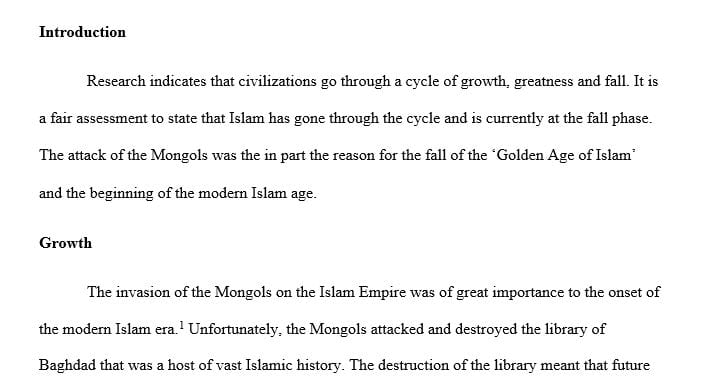 Is Islam went through cycle of progress and fall