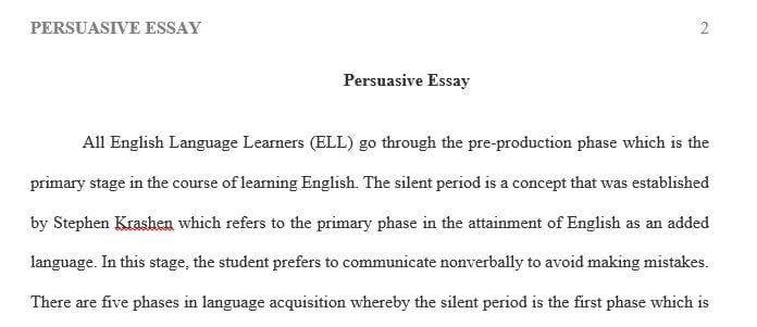Persuasive essay on the benefits of of strategies that encourage vocabulary development within the pre‐production