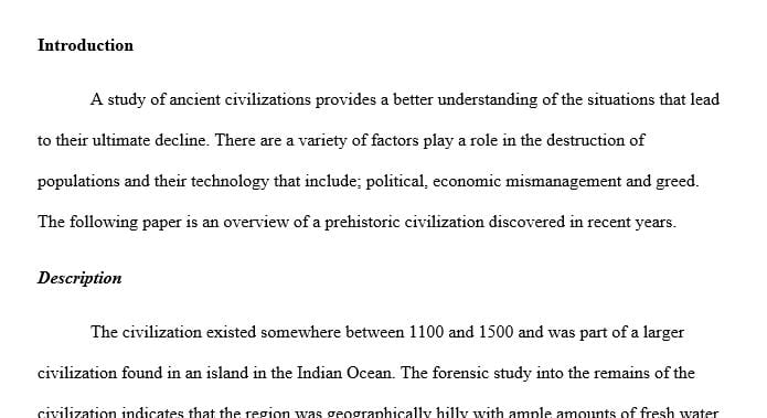 Prehistoric civilizations and creating a fictional prehistoric civilization