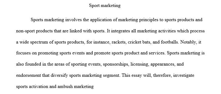 Provide an example of sport activation (minimum 300 words)