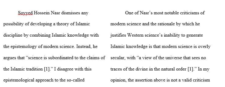 Reflect on epistemology and what you think about the reaction to it from Seyyed Hossein Nasr.