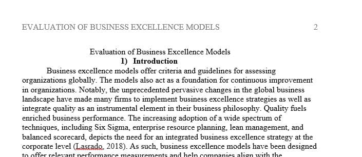 Synthesize and appraise three different international business excellence frameworks