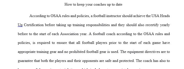 The most important OSAA rules and policies that a football coach in Oregon should know.