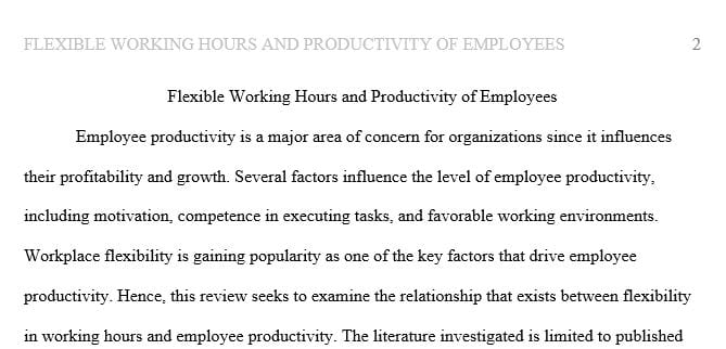The relationship between flexible working hours with the productivity of employees