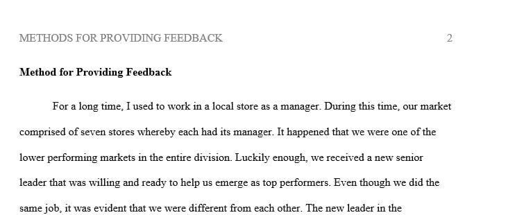 Think back to a time in your employment past when you received feedback individually