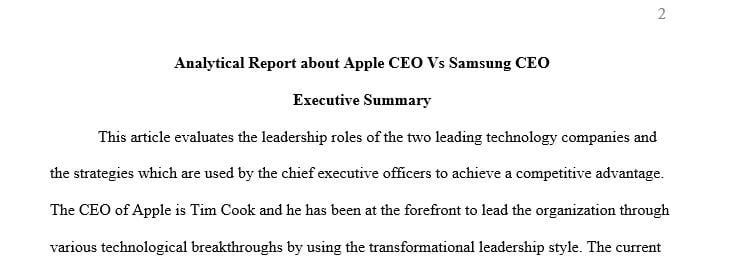 Title:Analytical report about apple CEO vs Samsung CEO