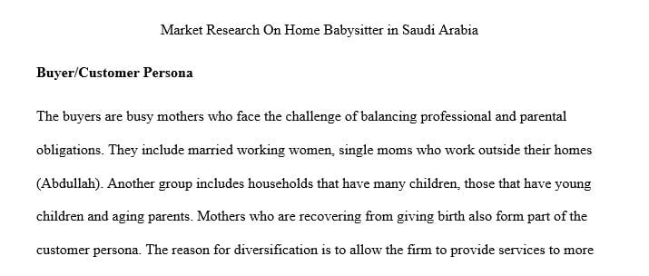 Title:Market research on home babysitter in Saudi Arabia