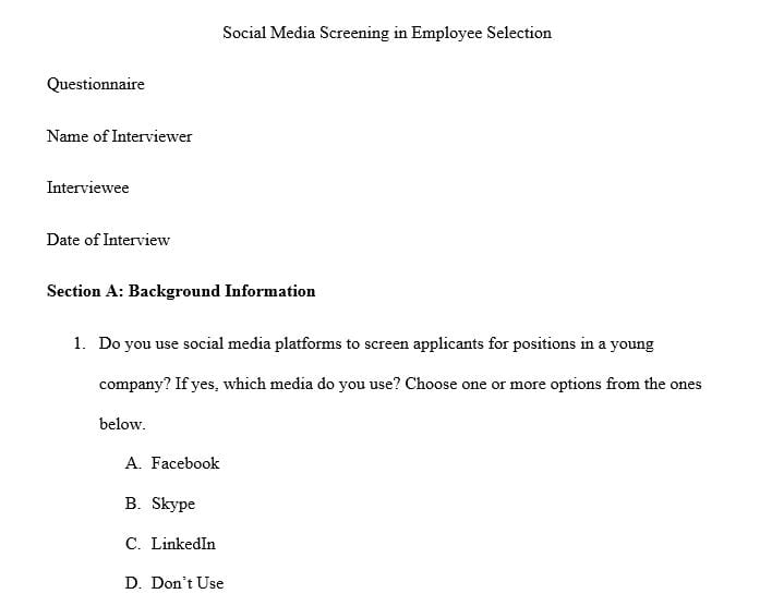 Title:social media screening in employee selection