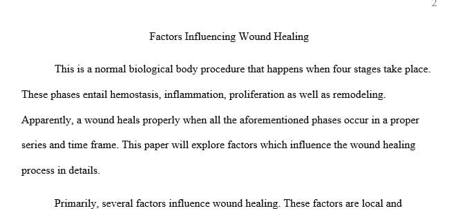 Topic: Factors that influence wound healing