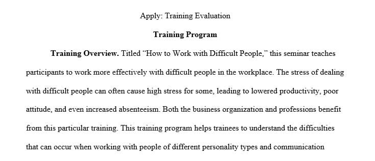 Training how to work with difficult people