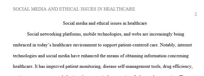 What are some ethical issues and social media issues in healthcare