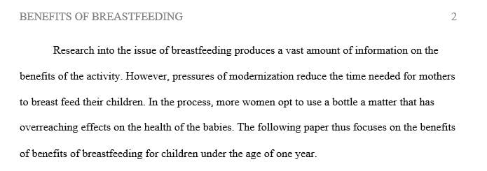 What are the benefits of breastFeeding versus bottle feeding in the first year of a child