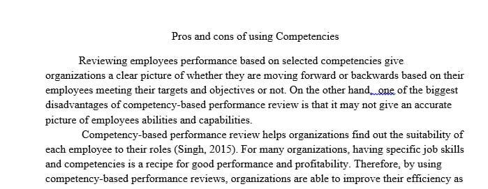 What are the pros and cons of using competencies when reviewing performance