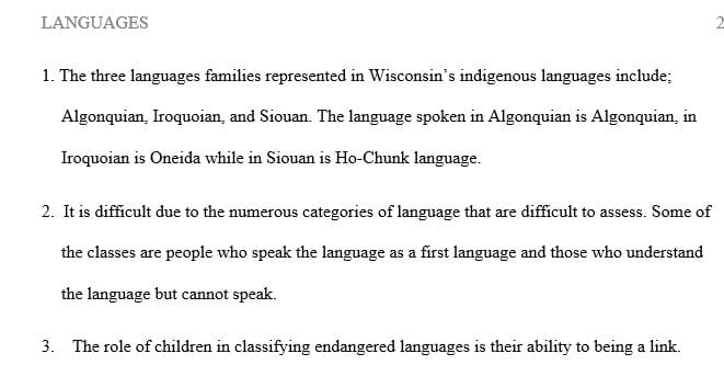 What are the three language families represented in Wisconsin’s indigenous languages