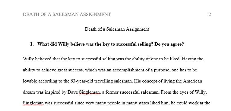 What did Willy believe was the key to successful selling