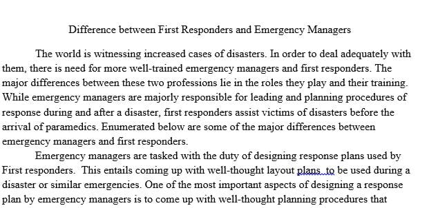 What is the difference between an Emergency Manager and a first responder