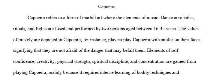 What sorts of ideas, values and feelings are expressed in the circle of capoeira