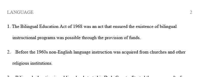 What was the Bilingual Education Act of 1968 and why is it important for this class