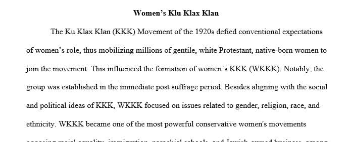 Who joined the Women's KKK? What appealed to them