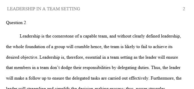 Why is leadership even required in a team setting