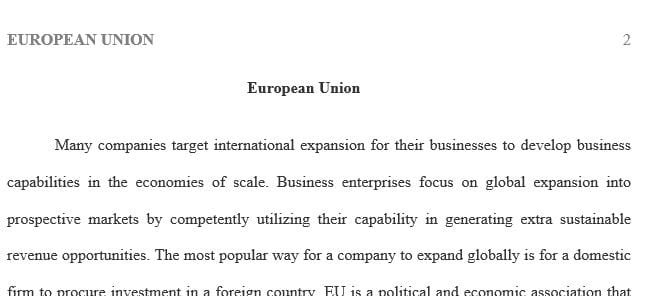 Would you seek to acquire a company within the European Union or outside of it
