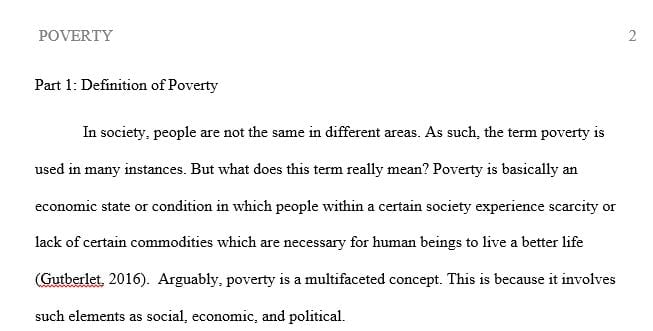 Write 1-3 paragraphs defining what you feel poverty is.