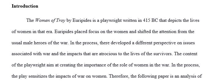 Write 4 page research about The women of Troy