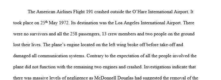 Write a 5 page paper on one aircraft accident that have taken place on US soil