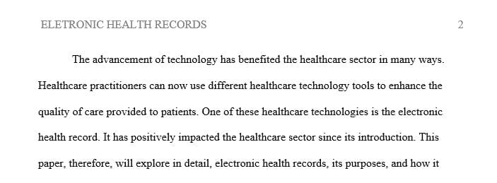 Write a 500-word brief that provides an overview of the technology its purpose and how it would function in a health care setting