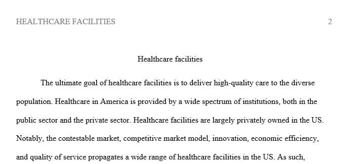 Write a 700- to 1,050-word article about the spectrum of health care facilities.