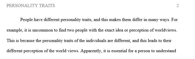 Write a paper describing your personality traits based on your findings from the Big Five assessment tool