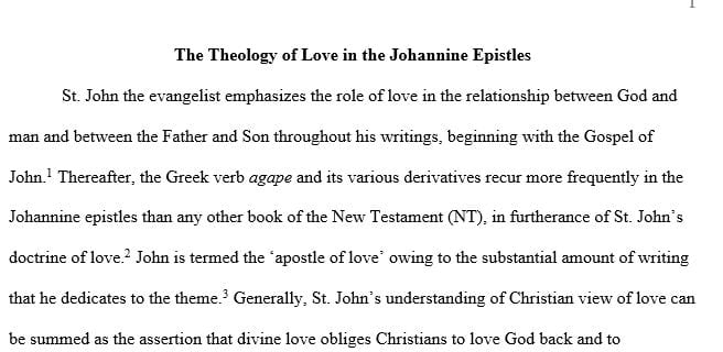Write a six (6) page research paper on the theology of love in Johannine epistles