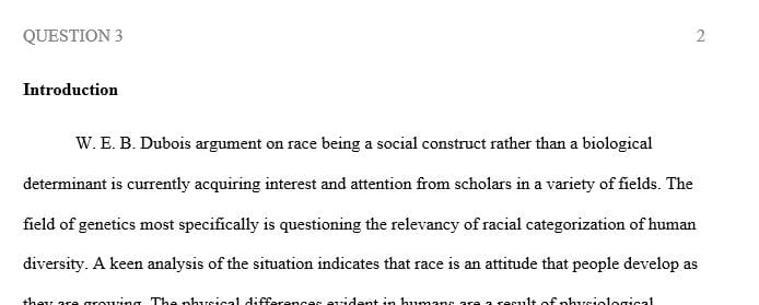 Write an essay discussing du bois’ analysis of the problem of the color line