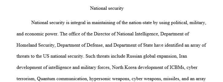 Write the paper on the most challenging threats (domestic or international) and why
