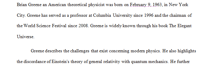 Analyze ''The Elegant Universe by Brian Greene'' book; 900 words minimum.