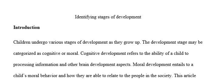 Assignment 1: Identifying Stages of Development