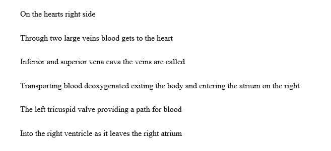 Create a poem using the blood flow through the heart starting with the superior vena cava, inferior vena cava and the coronary sinus to the veins.