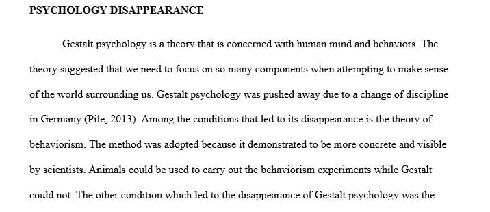 Describe the social and cultural conditions that led to Gestalt psychology's disappearance.