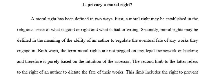 Do you believe privacy is a moral right? Why or why not?