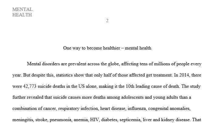  Essay 3  topic about one way to become healthier