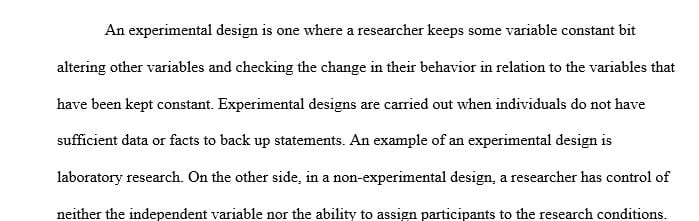 Provide examples of experimental and non-experimental research design.