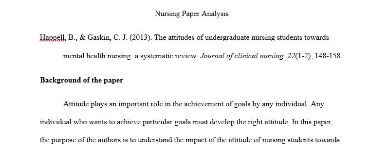 Research journal article critique related to Nursing.