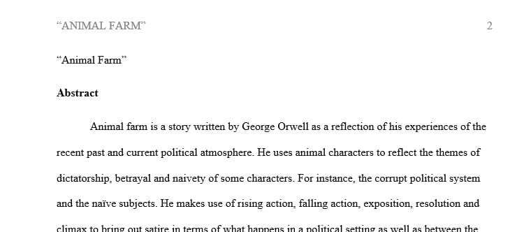 Research paper based on outline listed below for George Orwell’s Animal Farm
