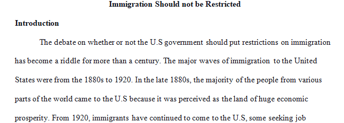 Should there be restrictions on immigration