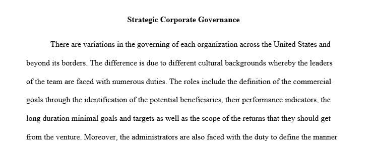 What are the responsibilities of top management and leaders in relation to corporate governance and strategic planning