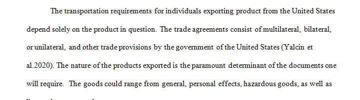 What documents are necessary for exporting from and importing into the United States