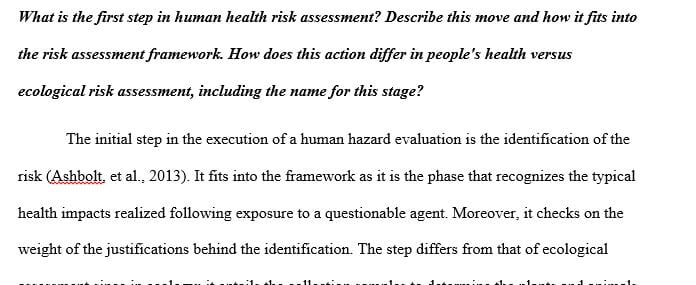 What is the first step in human health risk assessment