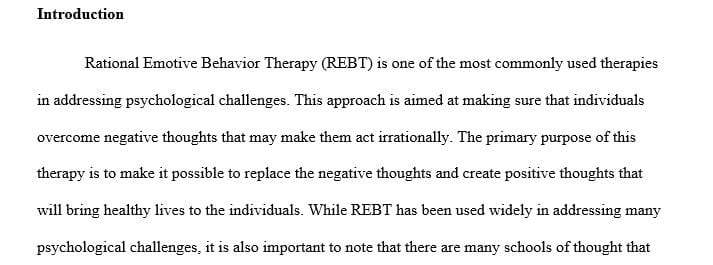 What research supports or contradicts the efficacy of the therapy approach you selected (REBT) to treatment of your selected population