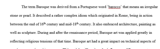 Write a 600+ word essay on a topic of Baroque art discussing it's influence on Religious and Secular art during the Renaissance period